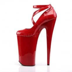 Pleaser 10" Heel Red Ankle Strap Platform Shoes*