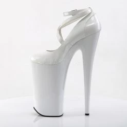 Pleaser 10" Heel Wht/Wht Ankle Strap Platform Shoes*