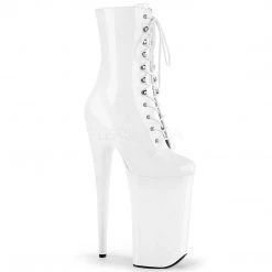 Pleaser 10" White Lace-Up Ankle Boot* Shoes
