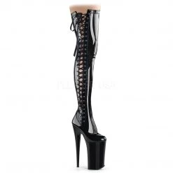 Pleaser Shoes 10" Heel Black Platform Side-Slit Thigh Boots*