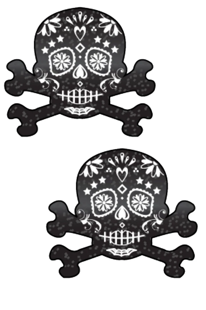 Pastease Black Glitter Skull & Crossbones Nipple Pasties Accessories 3 Pastease Black Glitter Skull & Crossbones Nipple Pasties Accessories