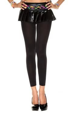 Music Legs Black Opaque Footless Tights