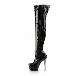 Pleaser 6" Heel Black Dual Platform Thigh High Boots*