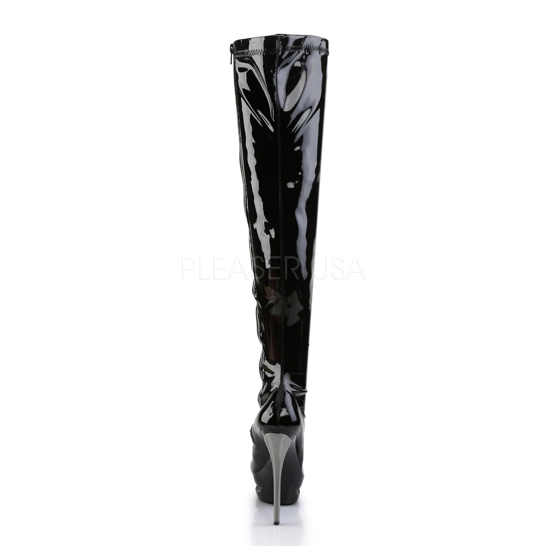 Pleaser 6" Heel Black Dual Platform Thigh High Boots* 5 Pleaser 6" Heel Black Dual Platform Thigh High Boots*