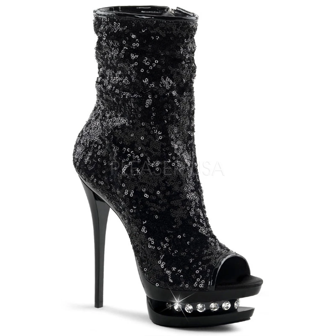 Pleaser Shoes 6" Heel Black Sequin Ankle Boot* 3 Pleaser Shoes 6" Heel Black Sequin Ankle Boot*
