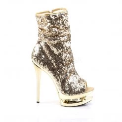 Pleaser 6" Heel Gold Sequin Ankle Boot* 9 Pleaser 6