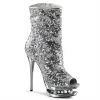 Pleaser Shoes 6" Heel Silver Sequin Ankle Boot*