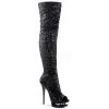 Pleaser 6" Heel Black Dual Platform Open Toe Thigh Boots* Shoes