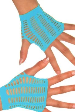 BL Brands Ravewear Neon Blue Fingerless Gloves