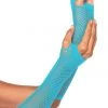 BL Brands Glow In The Dark & Neon Long Neon Blue Fingerless Fishnet Gloves
