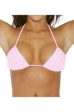 BodyShotz Rhinestone Lingerie Baby Pink Rhinestone String Bikini Top