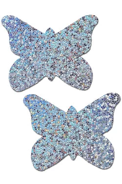 Pastease Bras Silver Glitter Butterfly Nipple Pasties 5 Pastease Bras Silver Glitter Butterfly Nipple Pasties