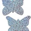 Pastease Bras Silver Glitter Butterfly Nipple Pasties