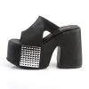 Demonia 5" High Heel Black Vegan Leather 3" Platform Sandals* Shoes