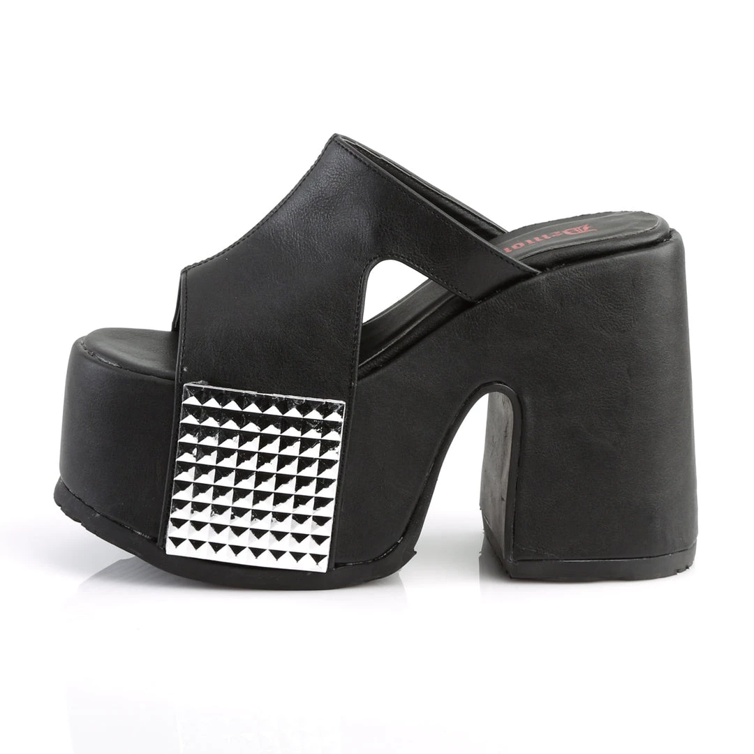 Demonia 5" High Heel Black Vegan Leather 3" Platform Sandals* Shoes 3 Demonia 5" High Heel Black Vegan Leather 3" Platform Sandals* Shoes