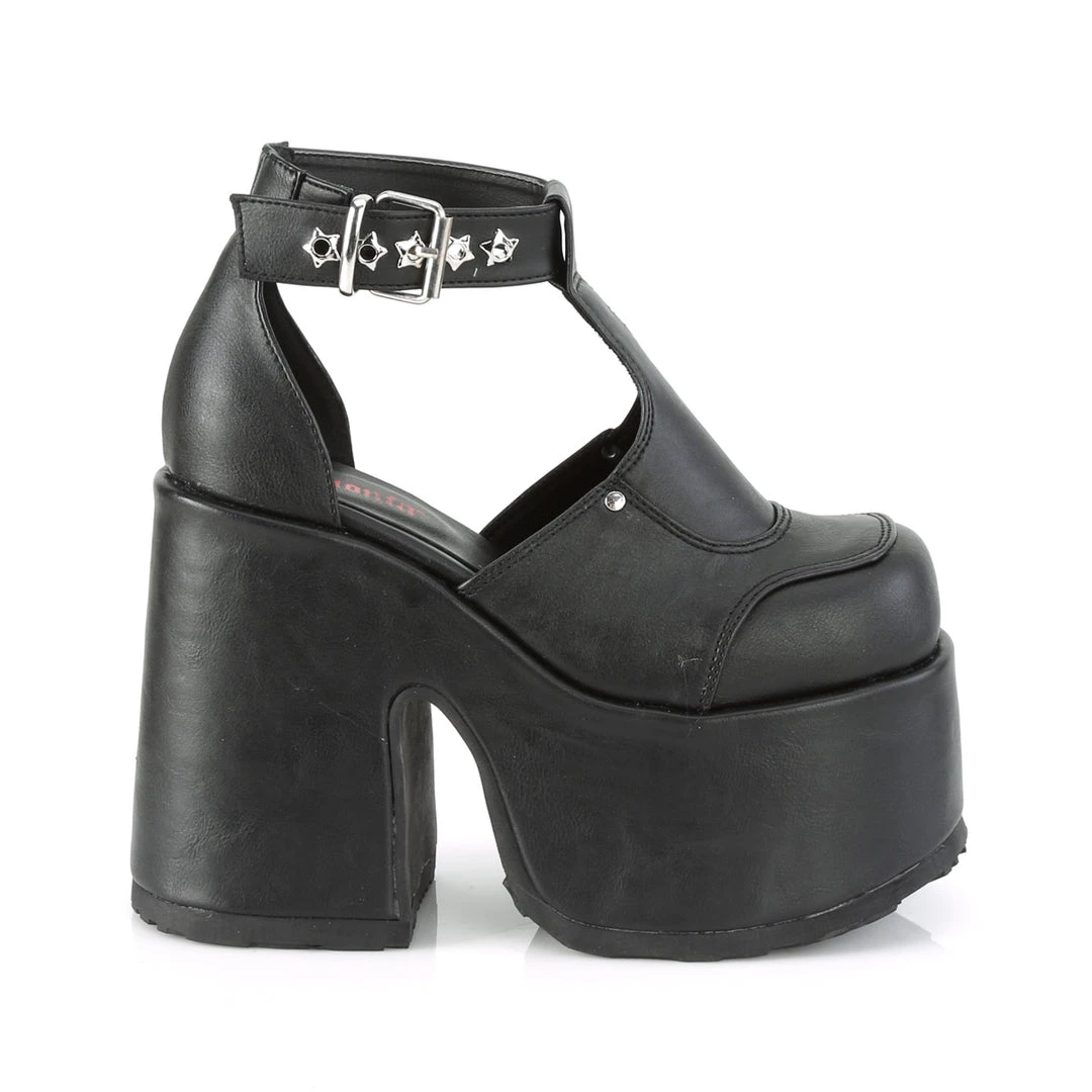 Demonia Shoes 5" Heel Black Vegan Leather 3" Platform Sandals* 6 Demonia Shoes 5" Heel Black Vegan Leather 3" Platform Sandals*