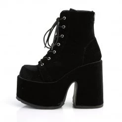 Demonia Shoes 5" Heel Black Velvet 3" Platform Ankle Boots*