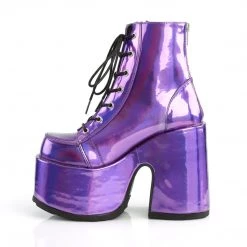 Demonia 5" Heel Purple Vegan Leather 3" Platform Ankle Boots* Shoes