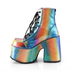 Demonia 5" Heel Rainbow Vegan Leather 3" Platform Boots*