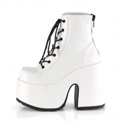 Demonia 5" Heel White Vegan Leather 3" Platform Boots*