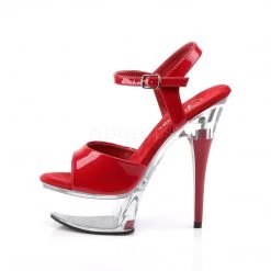 Pleaser Clear/Red 6" Ankle Strap High Heels* Shoes