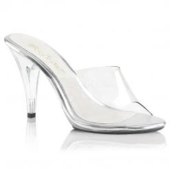 Fabulicious Clear 4" Heel Platform Slide Shoes