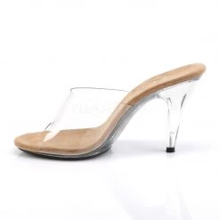 Fabulicious Clear/Tan 4" Heel Platform Slide