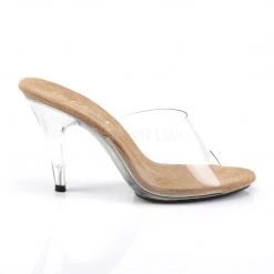 Fabulicious Clear/Tan 4" Heel Platform Slide 9 Fabulicious Clear/Tan 4