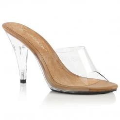 Fabulicious Clear/Tan 4" Heel Platform Slide