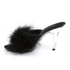 Fabulicious Black Satin-Fur 4" Heel Marabou Slide 7 Fabulicious Black Satin-Fur 4