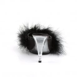 Fabulicious Black Satin-Fur 4" Heel Marabou Slide 8 Fabulicious Black Satin-Fur 4