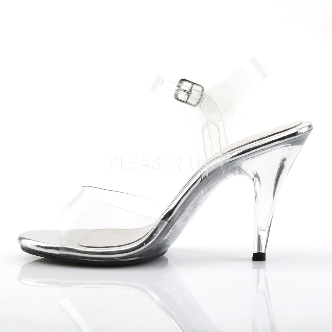 Fabulicious Shoes Clear 4" Heel Ankle Strap Sandal 4 Fabulicious Shoes Clear 4" Heel Ankle Strap Sandal