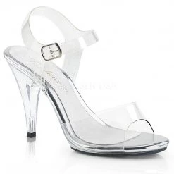 Fabulicious Shoes Clear 4" Heel Ankle Strap Sandal