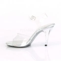 Fabulicious Clear 4" Heel Ankle Strap Sandal W/ Glitter Shoes