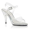 Fabulicious Clear 4" Heel Ankle Strap Sandal W/ Glitter Shoes