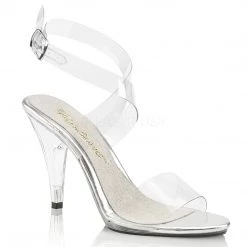 Fabulicious Shoes Clear 4" Heel Wrap Around Sandal