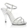 Fabulicious Silver Metallic 4" Heel Strappy Ankle Strap Sandal Shoes