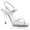 Fabulicious Clear/Silver Metallic 4" Heel Sling Back Sandal Shoes