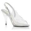 Fabulicious Shoes Clear/Silver 4" Heel Sling Back Sandal