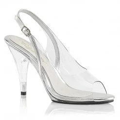 Fabulicious Shoes Clear/Silver 4" Heel Sling Back Sandal