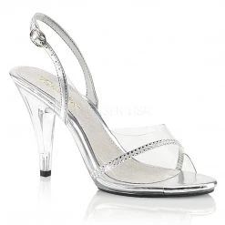 Fabulicious Clear/Silver Metallic 4" Heel Platform Sling Back Sandal