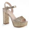 Fabulicious 4.5" Block Heel Gold Glitter Platform Ankle Strap Sandal Shoes