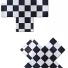 Pastease Plus X: Black & White Checker Cross Nipple Pasties