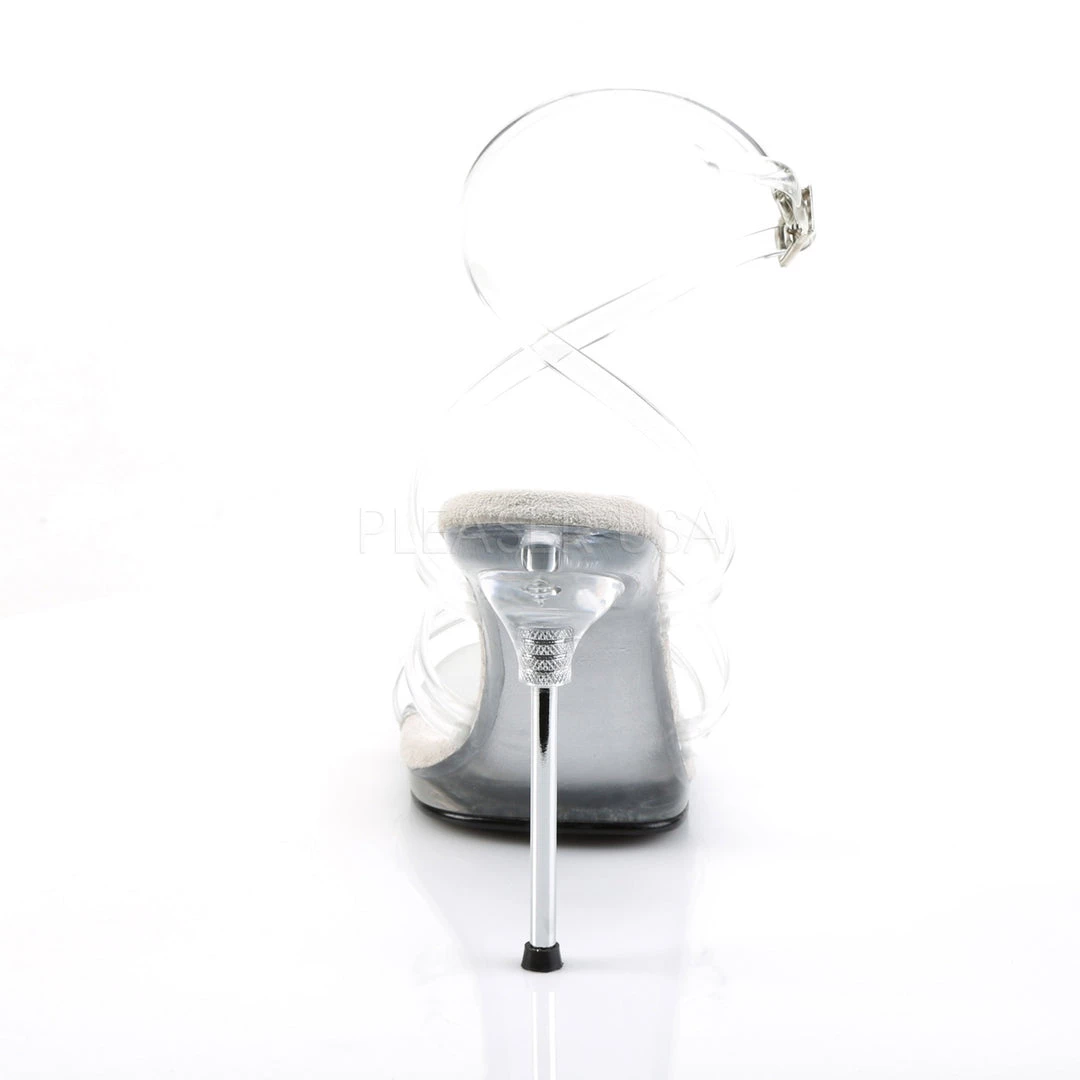 Fabulicious Clear 4.5" Heel Criss Cross Sling Back Sandal Shoes 5 Fabulicious Clear 4.5" Heel Criss Cross Sling Back Sandal Shoes