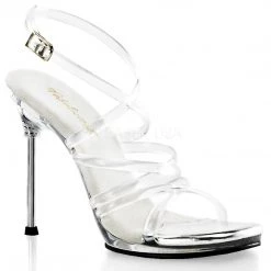 Fabulicious Clear 4.5" Heel Criss Cross Sling Back Sandal Shoes