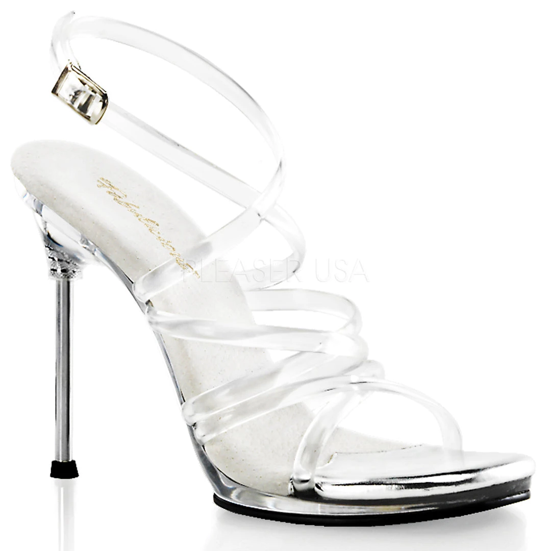 Fabulicious Clear 4.5" Heel Criss Cross Sling Back Sandal Shoes 3 Fabulicious Clear 4.5" Heel Criss Cross Sling Back Sandal Shoes