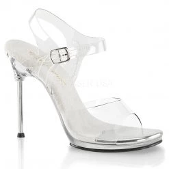 Fabulicious Clear 4.5" Heel Ankle Strap Sandal Shoes