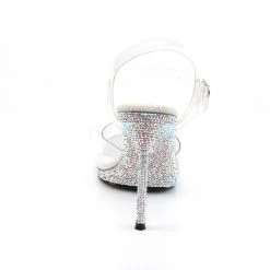 Fabulicious Clear/Silver 4.5" Heel Platform Ankle Strap Sandal Shoes 8 Fabulicious Clear/Silver 4.5