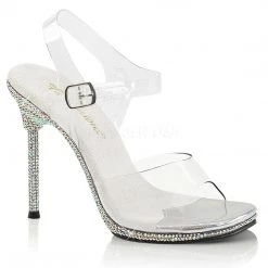 Fabulicious Clear/Silver 4.5" Heel Platform Ankle Strap Sandal Shoes