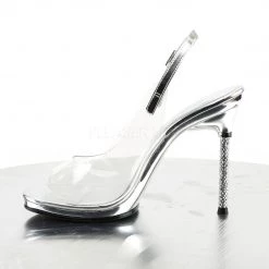 Fabulicious Clear/Silver 4.5" Heel Peep Toe Sling Back Sandal